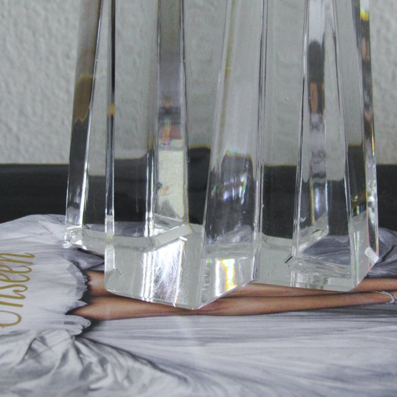 VINTAGE Glass Clear Crystal Lead Candlestick Holder Art Deco Collectable MCM - Picture 5 of 13